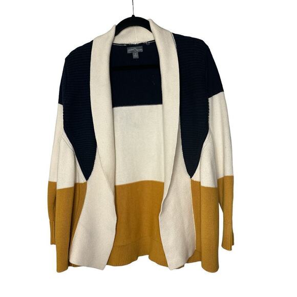 Market & Spruce Women's Colorblock Open Front Knit Cardigan Sweater Size M Multi - Picture 2 of 9